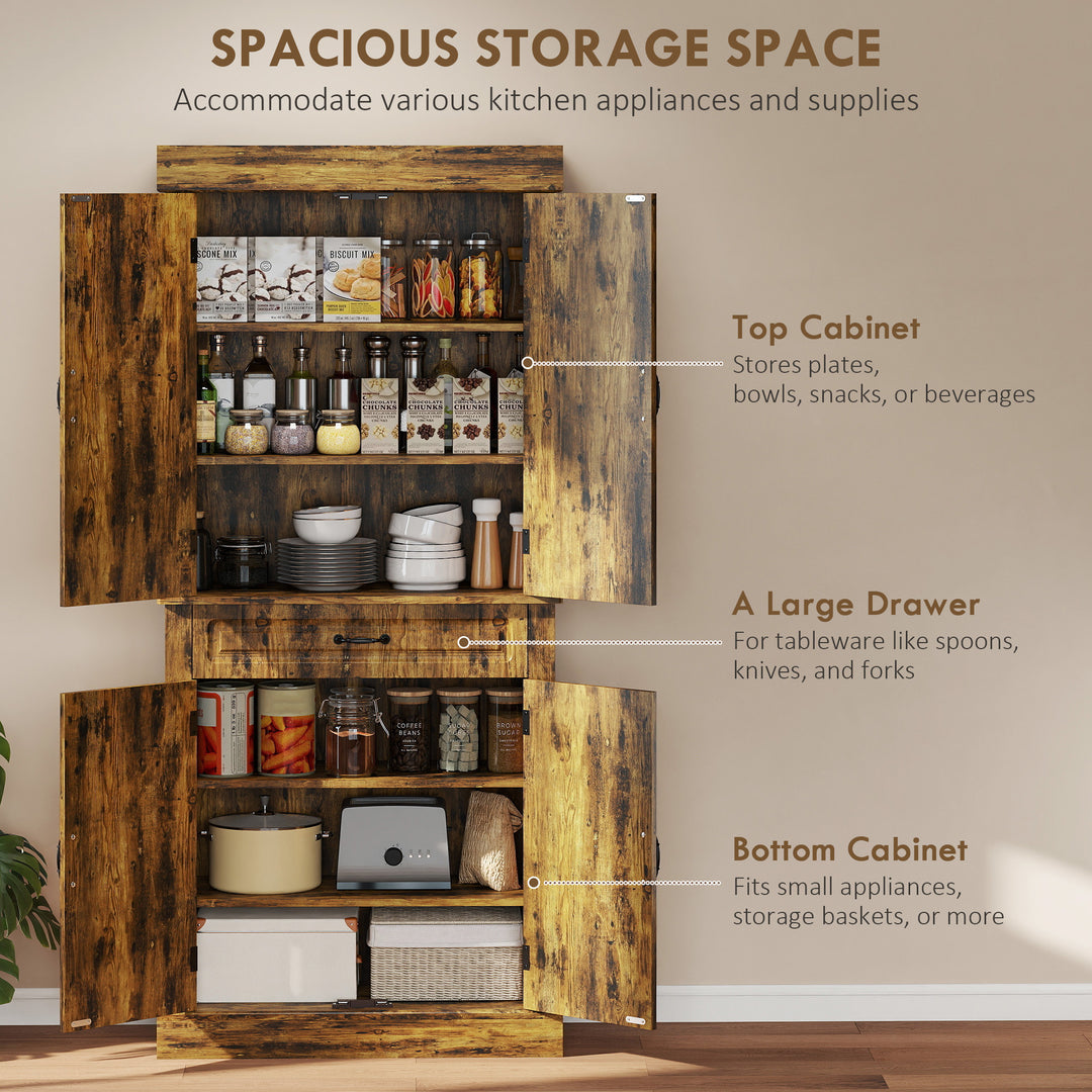 Tall Kitchen Cupboard, Kitchen Pantry Cabinet with Drawer, Shelves