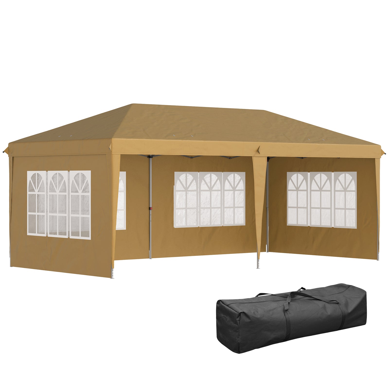 3 x 6m Pop-Up Gazebo, with Removable Walls - Khaki