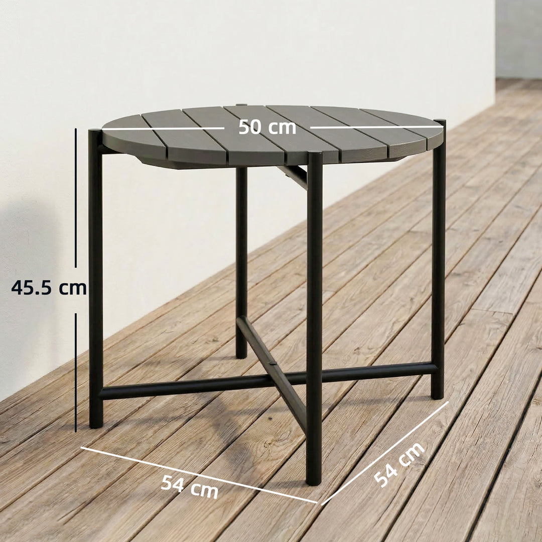 54 cm Round Outdoor Side Table, Industrial Small Garden Table with Sla