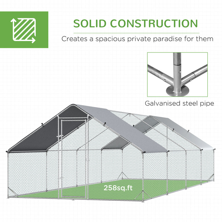 Chicken Run Galvanised Walk-in Chicken Coop Hen Poultry House Cage Rab