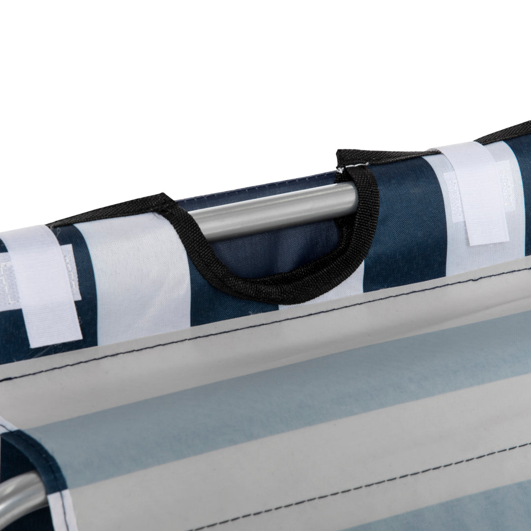 MCL Set of 2 Foldable Garden Beach Chair Mat Lightweight Outdoor Sun Lounger Seats Adjustable Back Metal Frame PE Fabric Head Pillow w/ Carry Bag, Blue