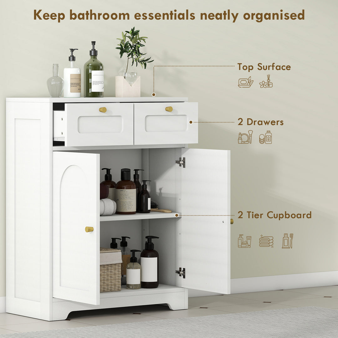 Bathroom Floor Cabinet with 2 Drawers - White - view 4