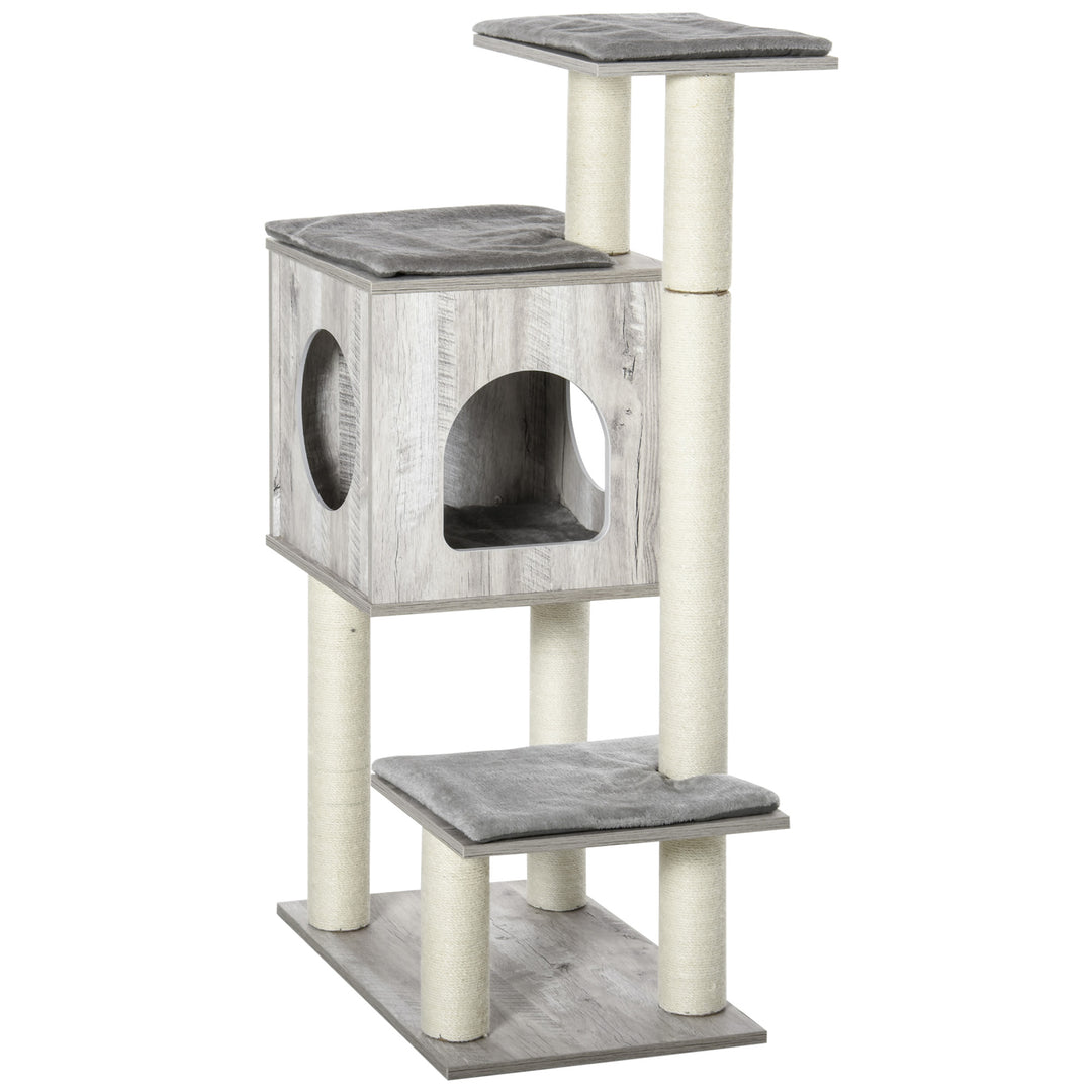 Cat Tree for Indoor Large Cats 113cm Kitten Tower Condo Jute Scratching Post Kitten Play House Activity Center Furniture