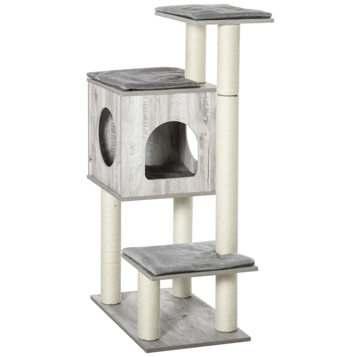 Cat Tree for Indoor Large Cats 113cm Kitten Tower Condo Jute Scratching Post Kitten Play House Activity Center Furniture