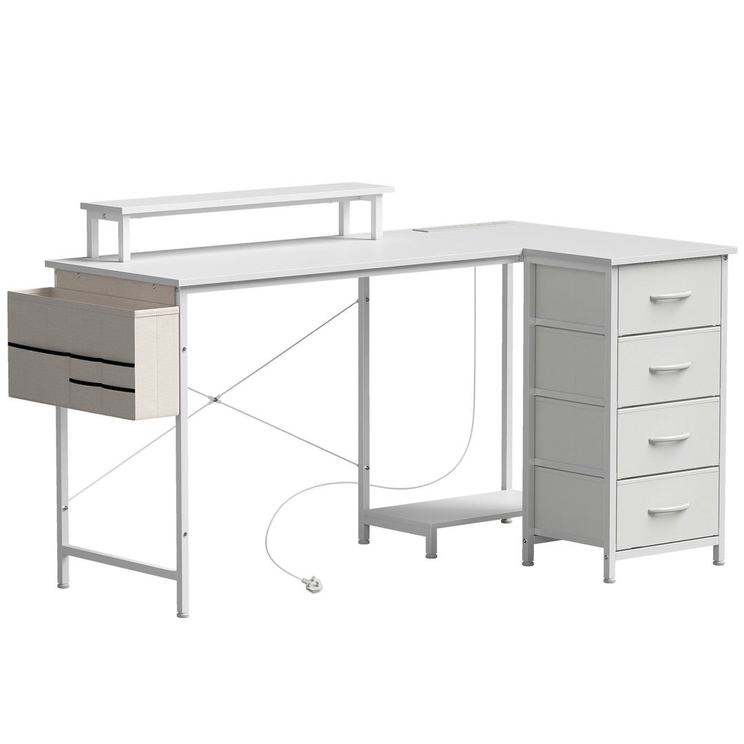 L Shaped Gaming Desk Reversible Power Outlets Corner Desk Storage