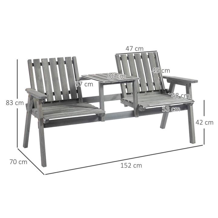 2-Seater Garden Bench Antique Loveseat for Yard, Lawn, Porch, Patio, Steel, Grey