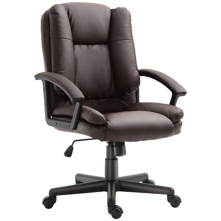 Office Chair, Computer Desk Chair, Mid Back Executive Chair with Adjustable Height and Swivel Rolling Wheels for Home Study, Brown
