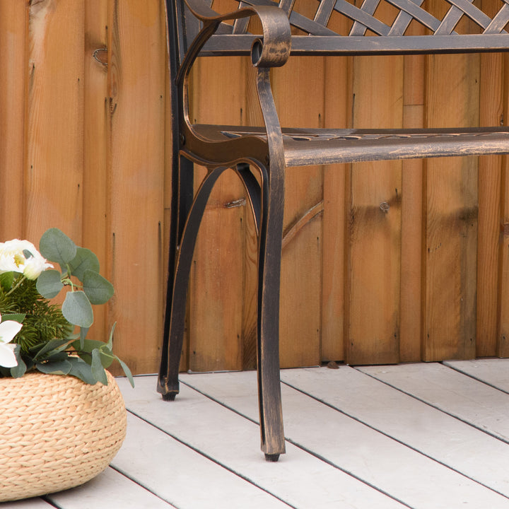 MCL Cast Aluminium Outdoor Garden Bench 2 Seater Antique Patio Loveseat, Bronze