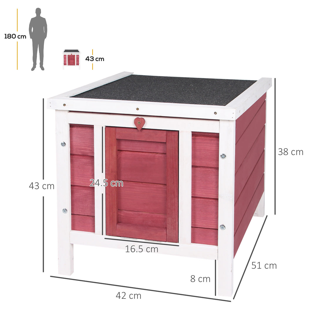 Wooden Rabbit Hutch 51 x 42 x 43 cm, Red