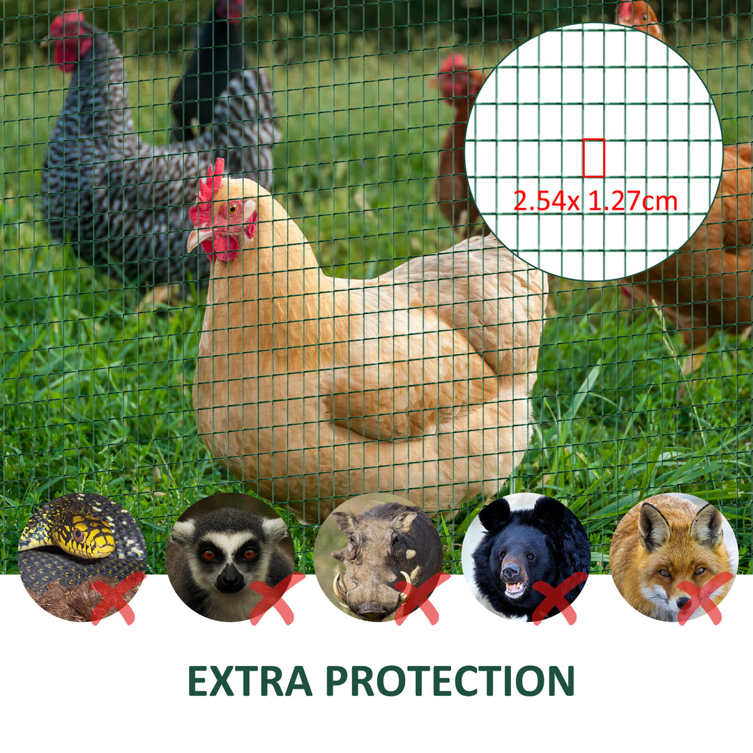 MCL PVC Coated Welded Wire Mesh Fencing Chicken Poultry Aviary Fence Run Hutch Pet Rabbit 30m Dark Green