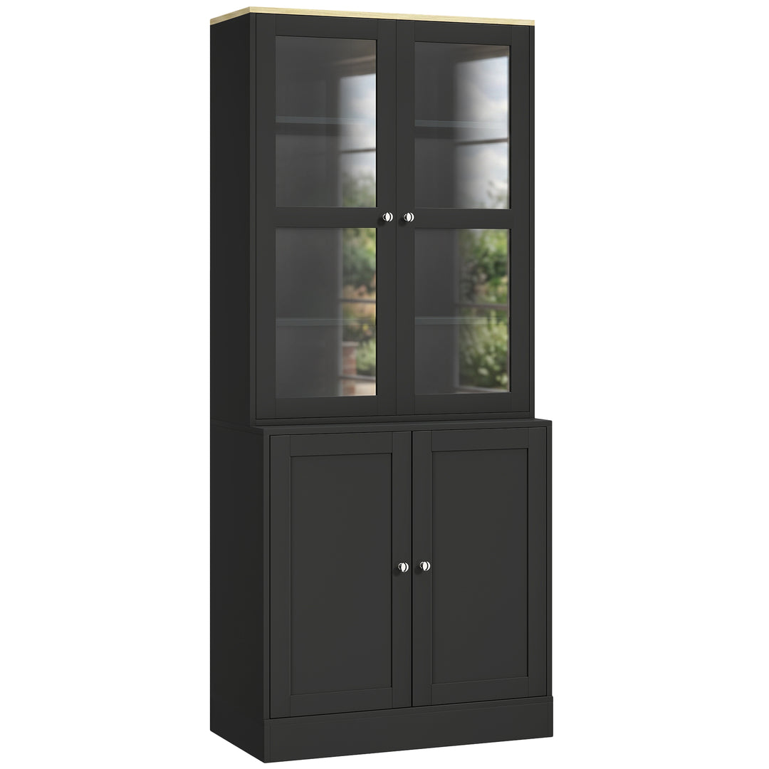 Modern Bookcase Display Storage Unit with Glass Doors Adjustable Shelv