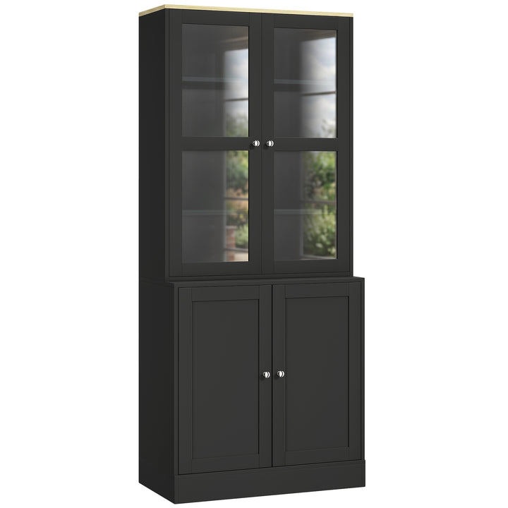 Modern Bookcase Display Storage Unit with Glass Doors Adjustable Shelv