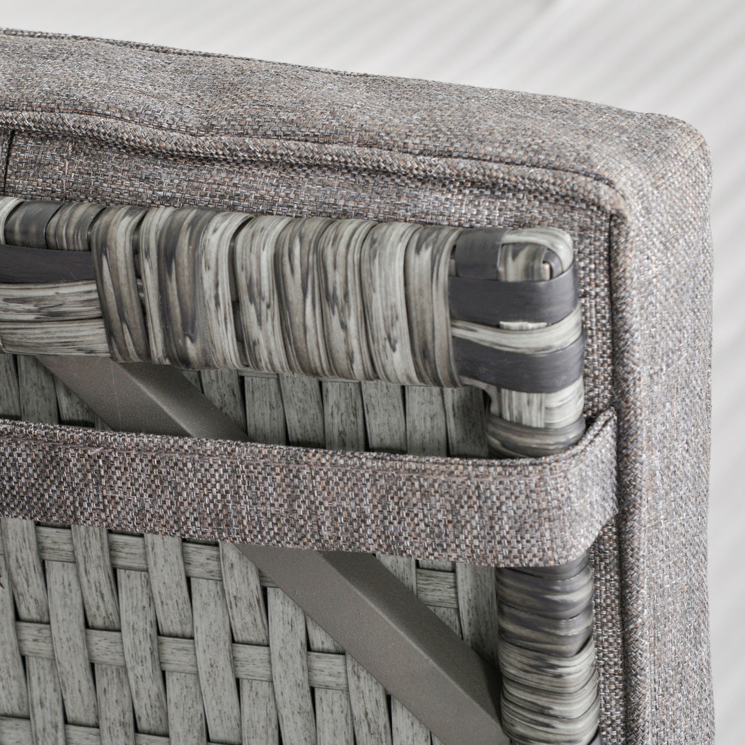 MCL 2 Seater Patio Wicker Chaise Lounge Sofa Set with Fabric Cushion, Grey