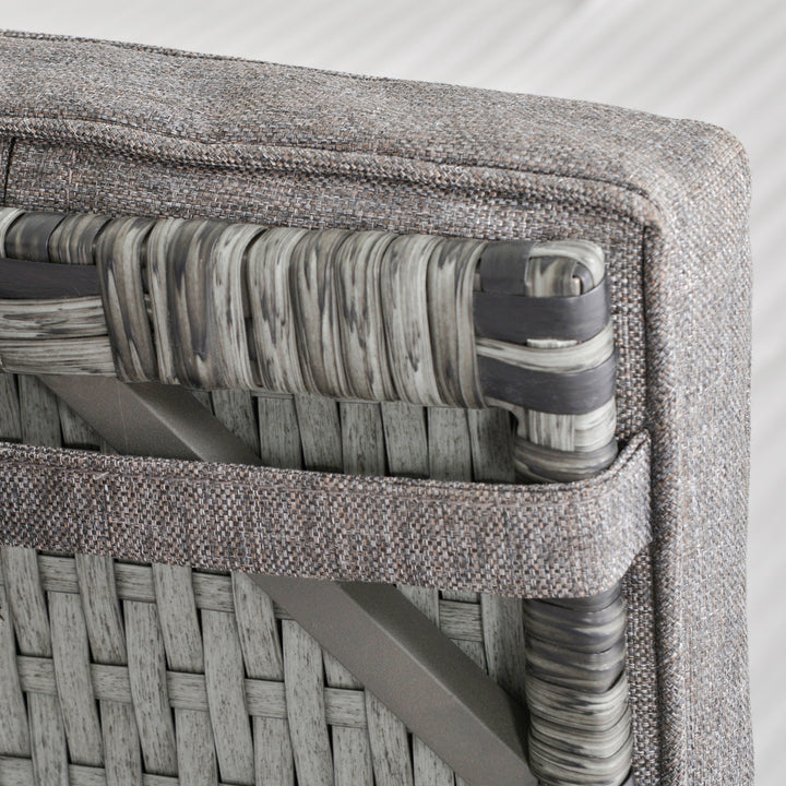 MCL 2 Seater Patio Wicker Chaise Lounge Sofa Set with Fabric Cushion, Grey