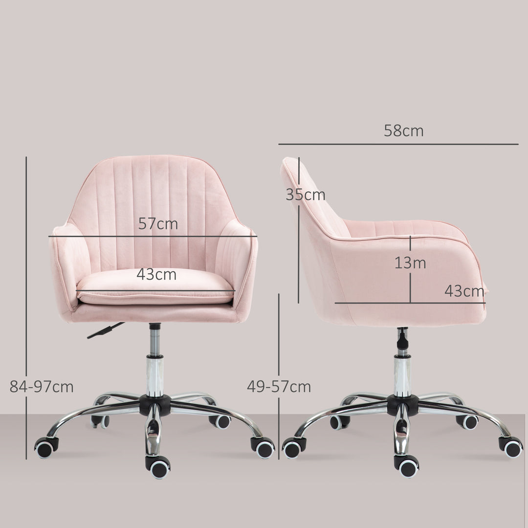 Velvet-Feel Tub Office Chair, with Seat Cushion - Pink