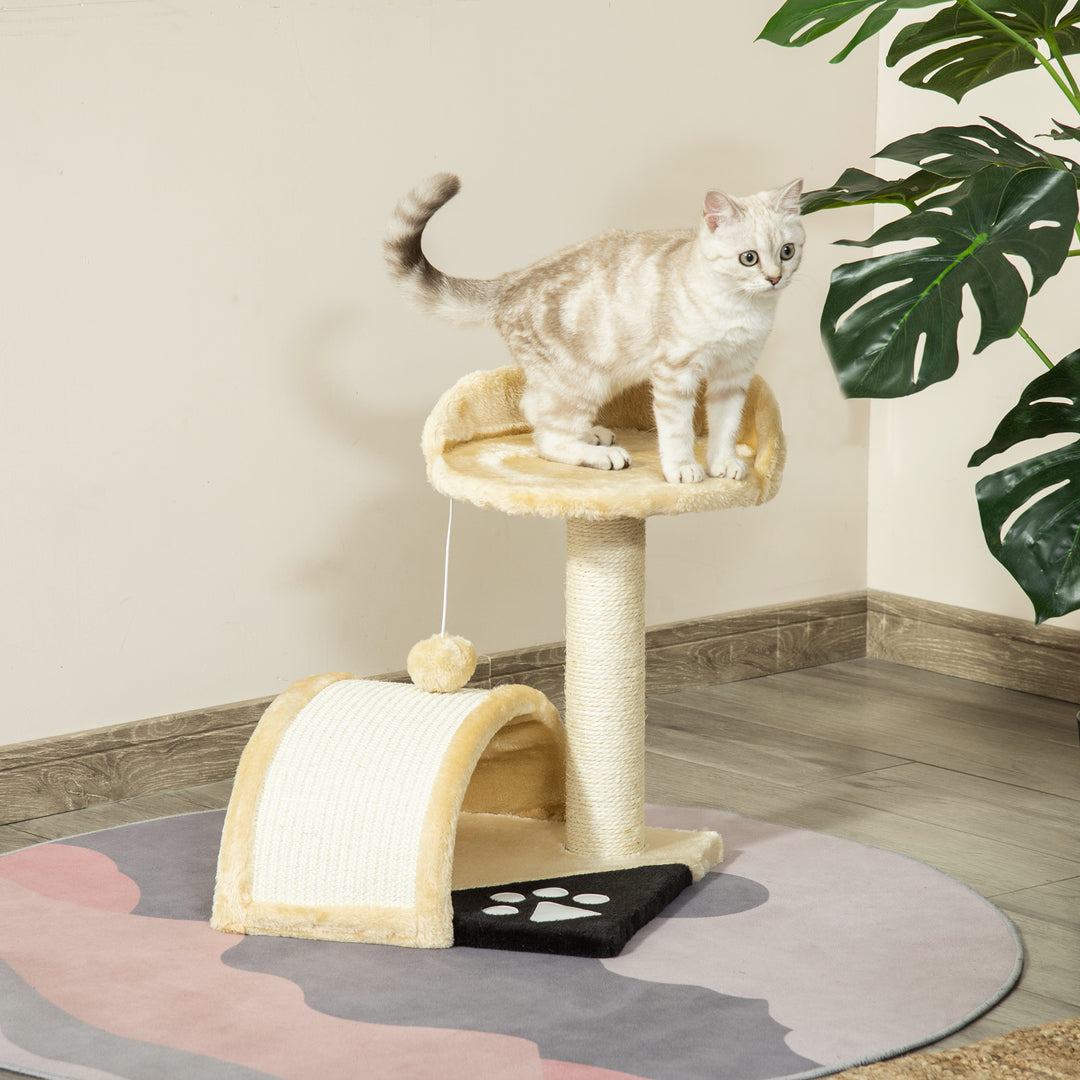 MCL Cat Tree Scratching Scratcher Post Kitten Activity Centre Climber Hanging Ball Beige