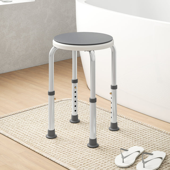 360° Swivel Shower Chair, Height Adjustable Aluminium Shower Stool wit