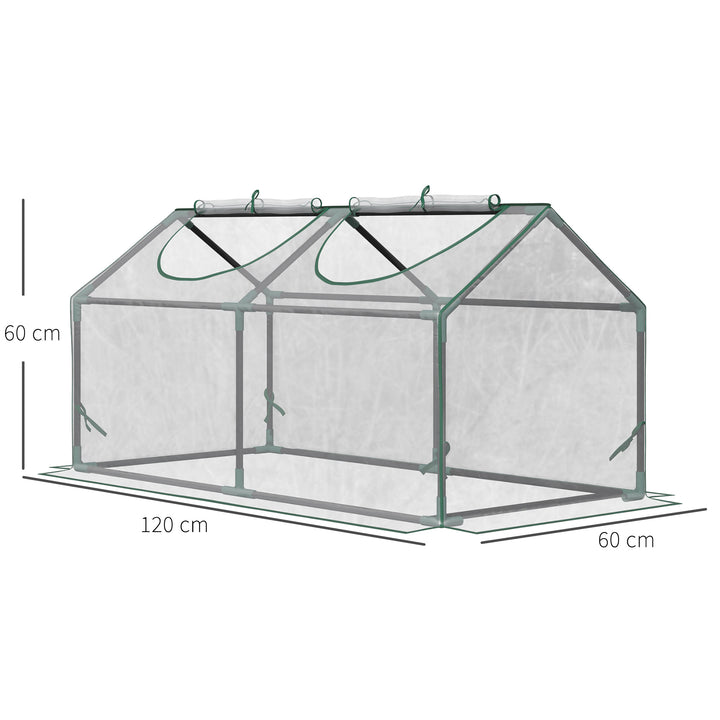 MCL Mini Greenhouse Portable Flower Planter Vegetable Grow House for Garden with Zipped Windows, 120 x 60 x 60 cm, Clear