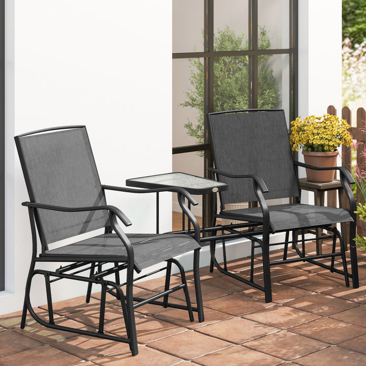 MCL Gliding Jack and Jill Seat, with Glass-Top Table - Black