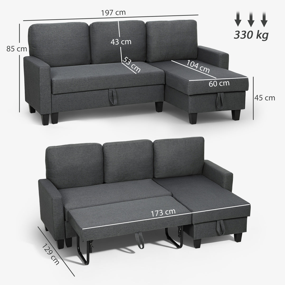 MCL Three-Seater Storage Sofa Bed -  Charcoal Grey
