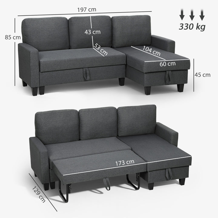MCL Three-Seater Storage Sofa Bed -  Charcoal Grey