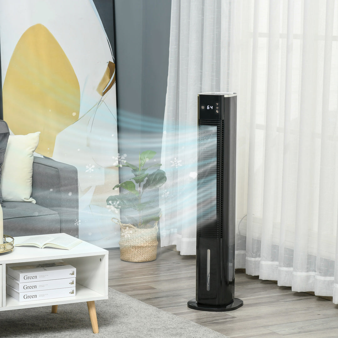 Nine Setting Tower Fan Humidifier, with Ice Boxes - Black