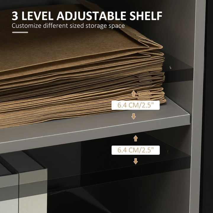 MCL Freestanding Printer Stand Unit Office Desk Side Mobile Storage w/ Wheels 3 Drawers, 2 Open Shelves Modern Style 80L x 40W x 65H cm - Grey