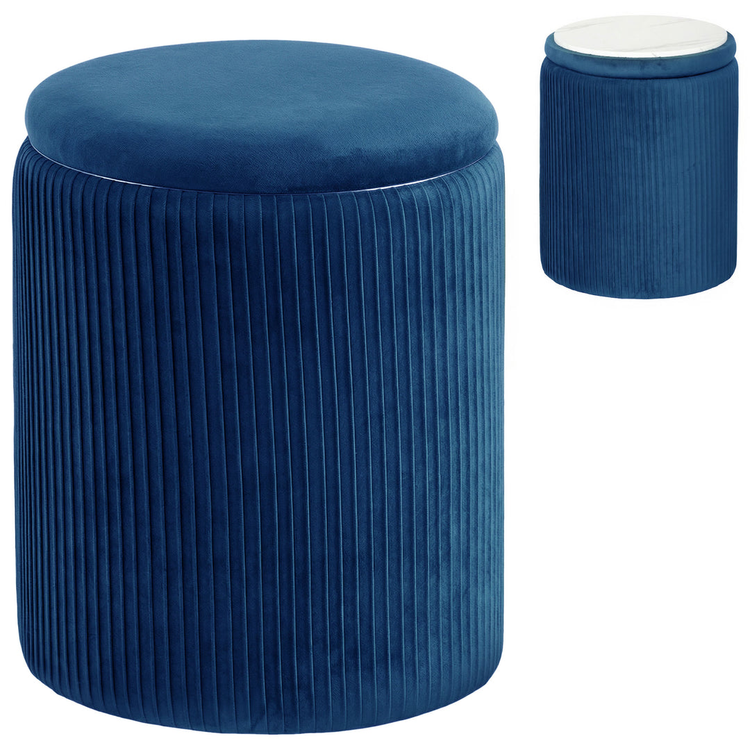 Storage Ottoman Modern Velvet Round Foot Stool for Living Room Bedroom