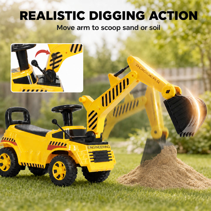 Kids Ride on Digger, Toddler Construction Toy Car with Security - view 4