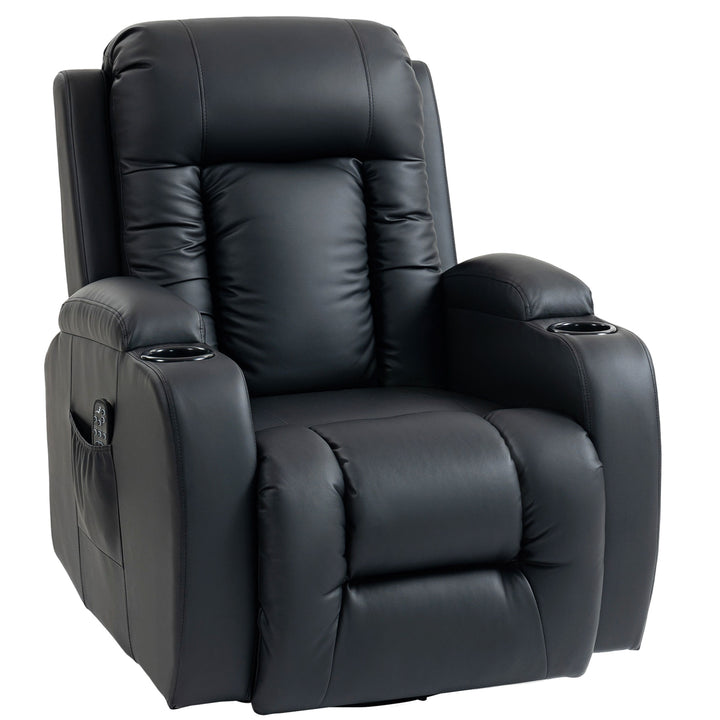 PU Leather Recliner Chair, Recliner Armchair with Extended Footrest, C