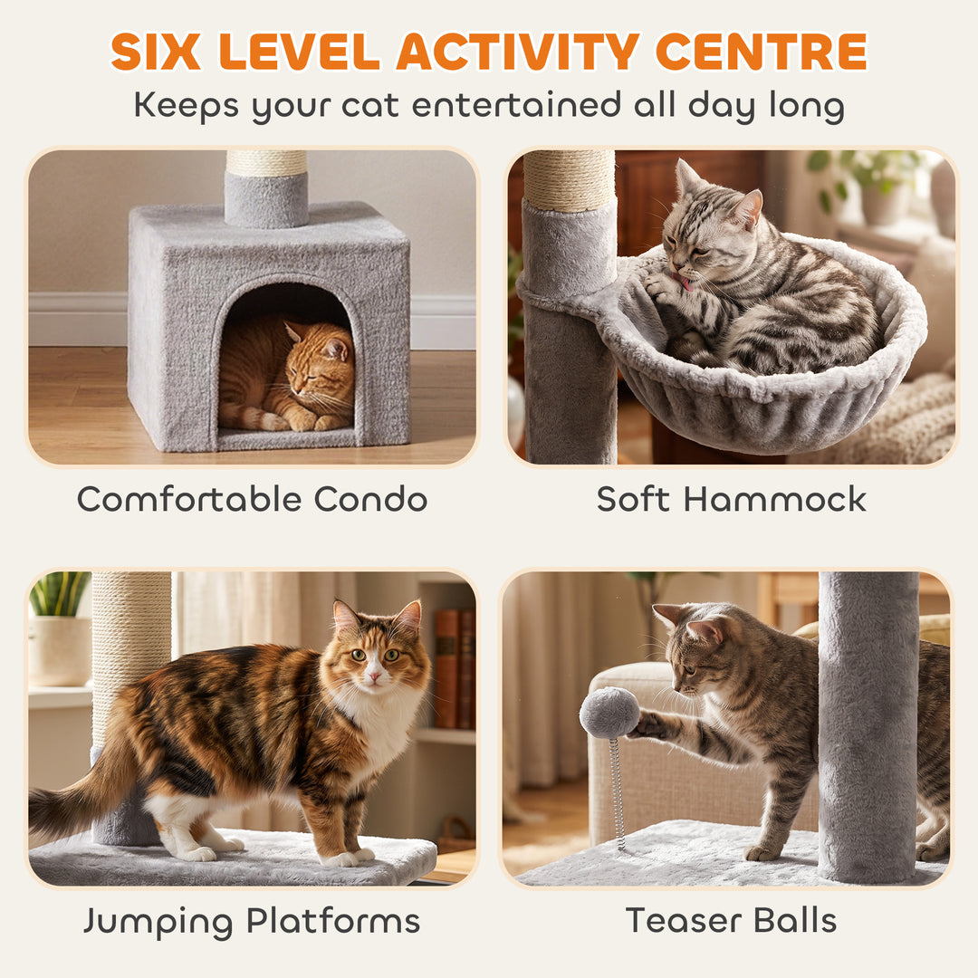 Floor to Ceiling Cat Tree, 230-250cm Multi-Level Cat Tower with - view 5