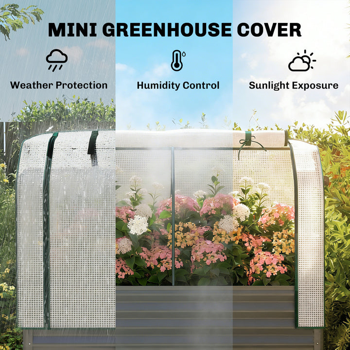 Galvanised Raised Planter with Greenhouse Cover, Metal Raised Garden B