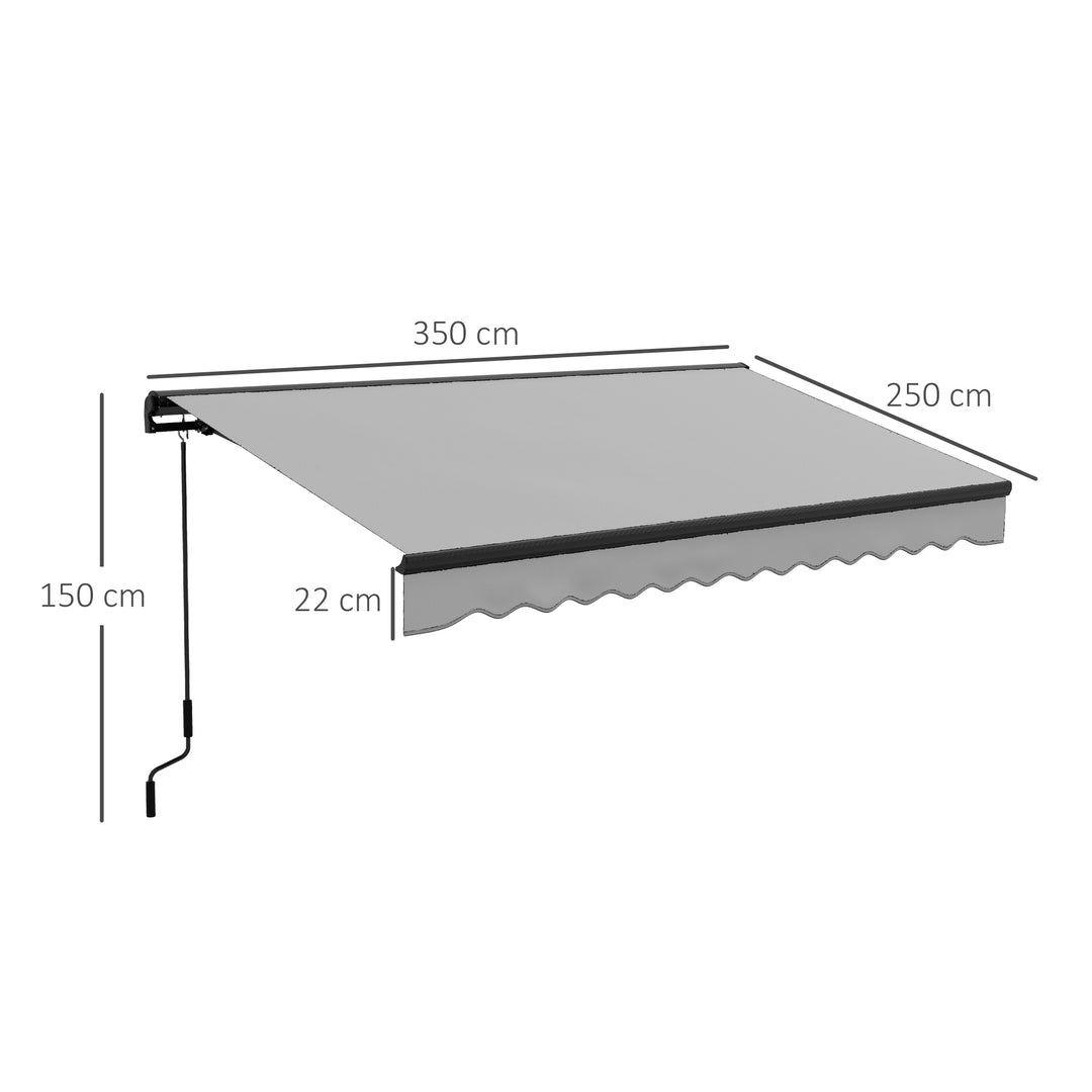 2.5 x 3.5m Aluminium Frame Electric Awning, with Remote - Light Grey