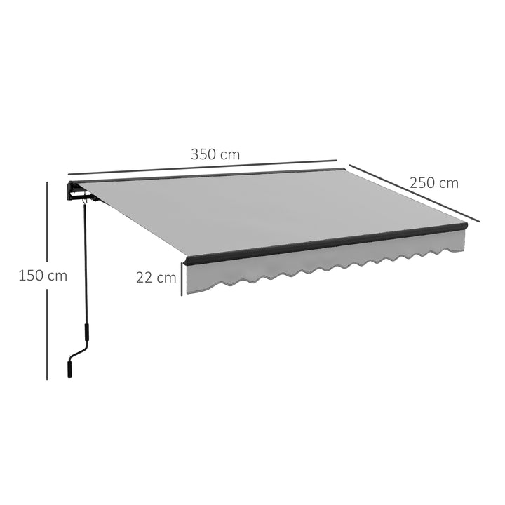2.5 x 3.5m Aluminium Frame Electric Awning, with Remote - Light Grey