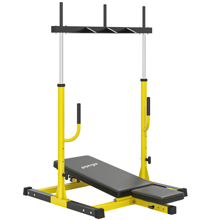 MCL Vertical Leg Press Machine with Adjustable Leg, Back and Head Positions, 2" Olympic Plate Compatible, Yellow
