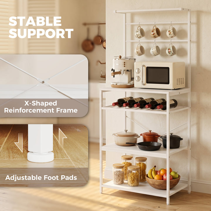 Freestanding Shelving Unit, Industrial Storage Shelf with 6 Hooks and 