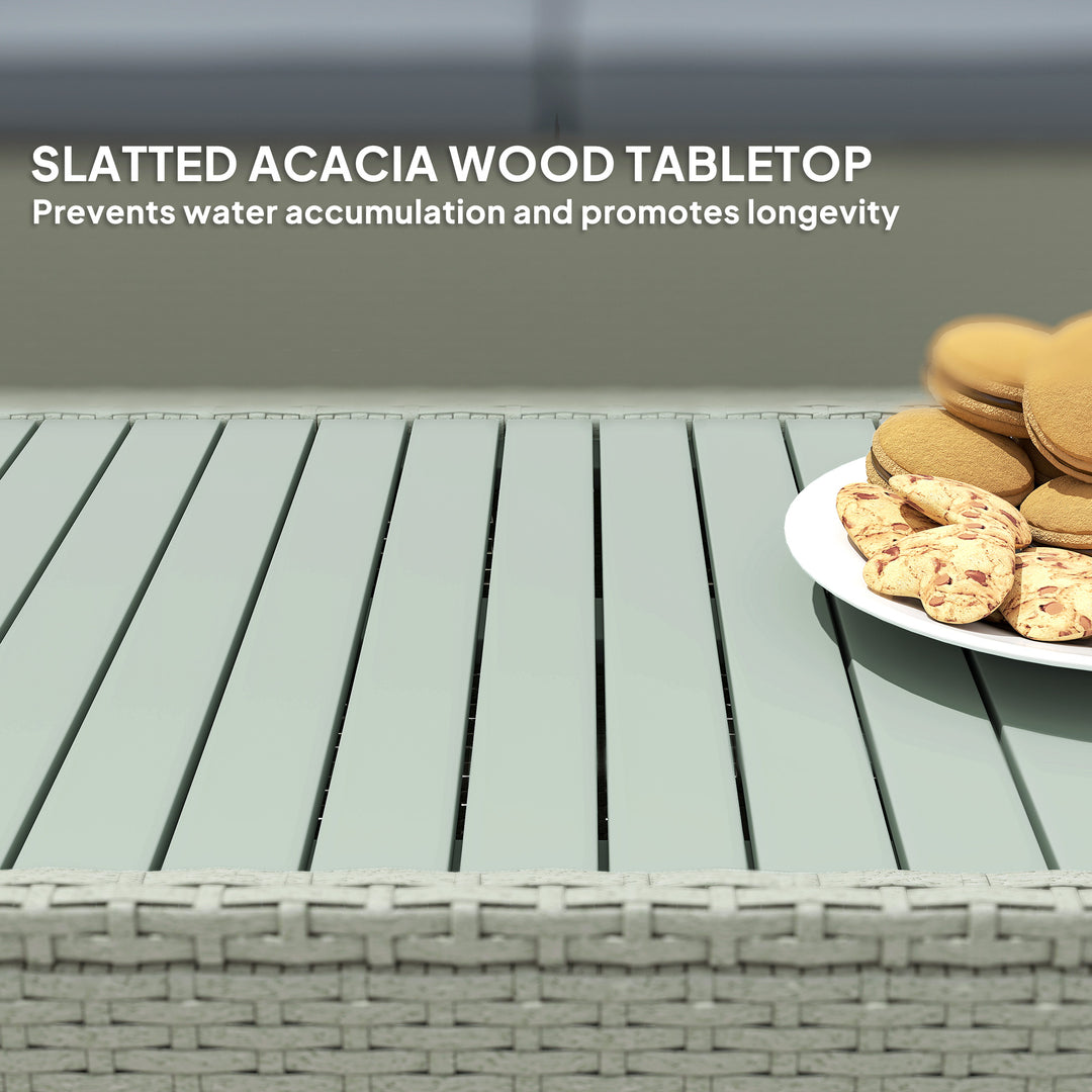 Four-Piece Rattan Sofa Set, with Wood-Top Table