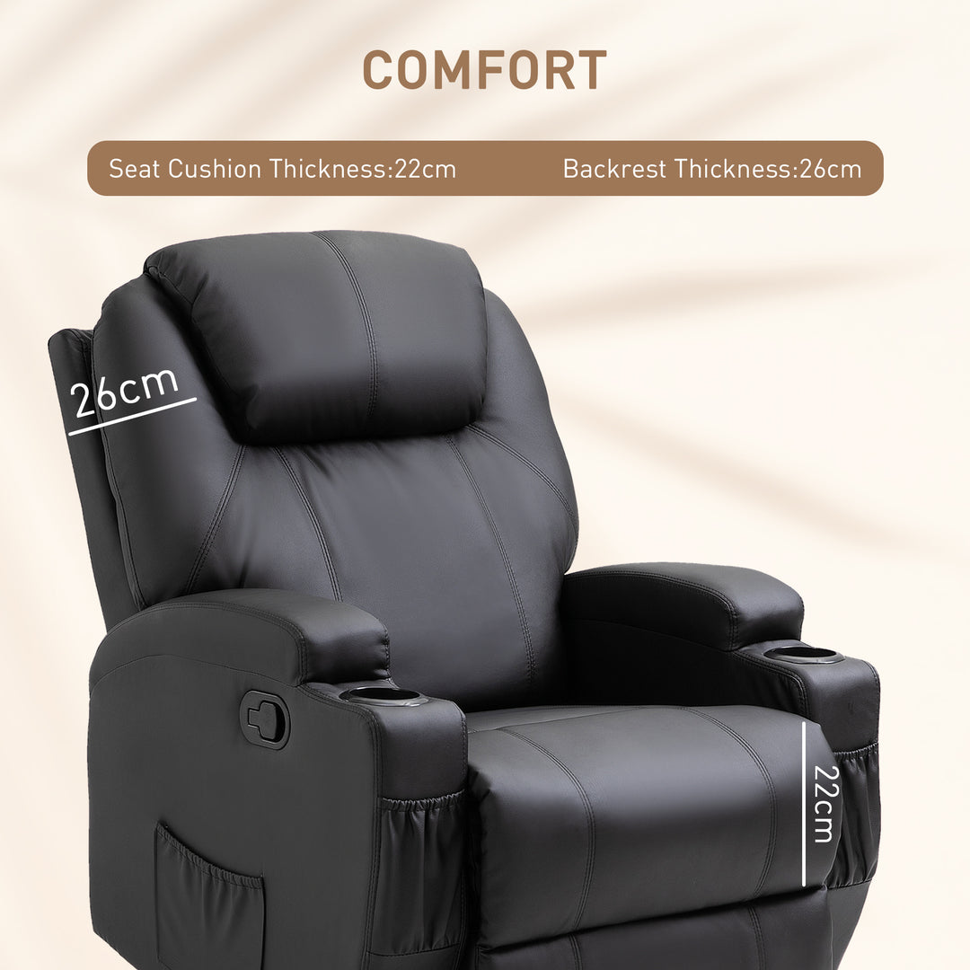 HOMCOM Recliner Sofa Chair PU Leather Armchair Cinema Massage Chair Swivel Nursing Gaming Chair Black | Aosom UK