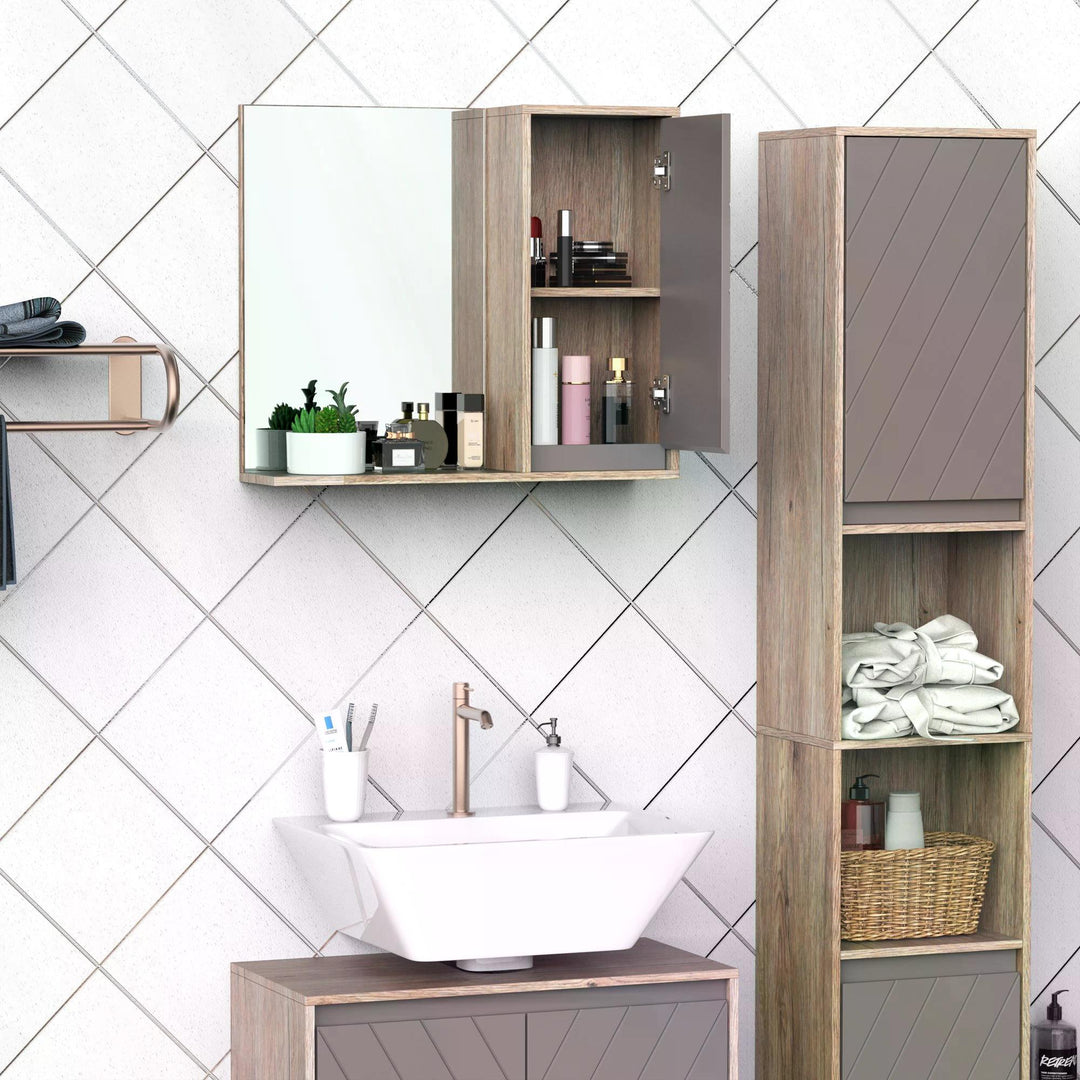 HOMCOM Wall Mounted Bathroom Cabinet, MDF Construction with Mirror, Space-Saving Storage Solution | Aosom UK