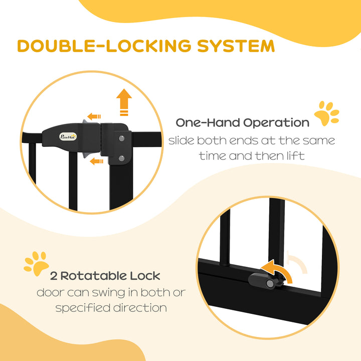 PawHut Dog Gate Baby Gates for Dogs Pet Gate with Metal Adjustable Frame & Double Locking System, 74-100Wcm, Black | Aosom UK