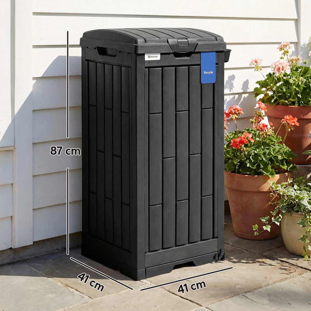 110 L Outdoor Bin with Dual Lid, Waterproof Plastic Trash Bin with - view 3