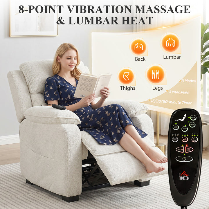 Power Recliner Armchair with Massage and Heat, Electric Reclining Chai