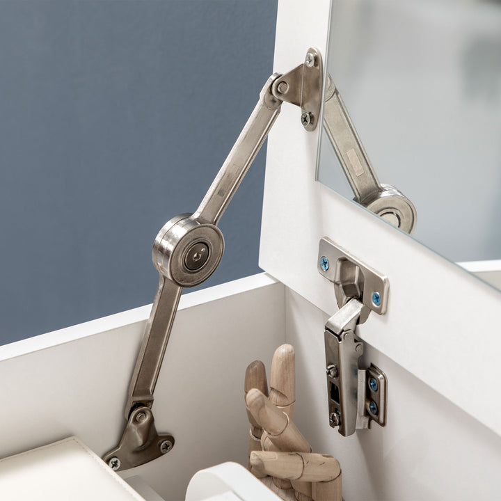 MCL Dressing Table with Flip-up Mirror and Storage Stool, Vanity Table with Drawer and Hidden Compartments for Bedroom, Living Room, White