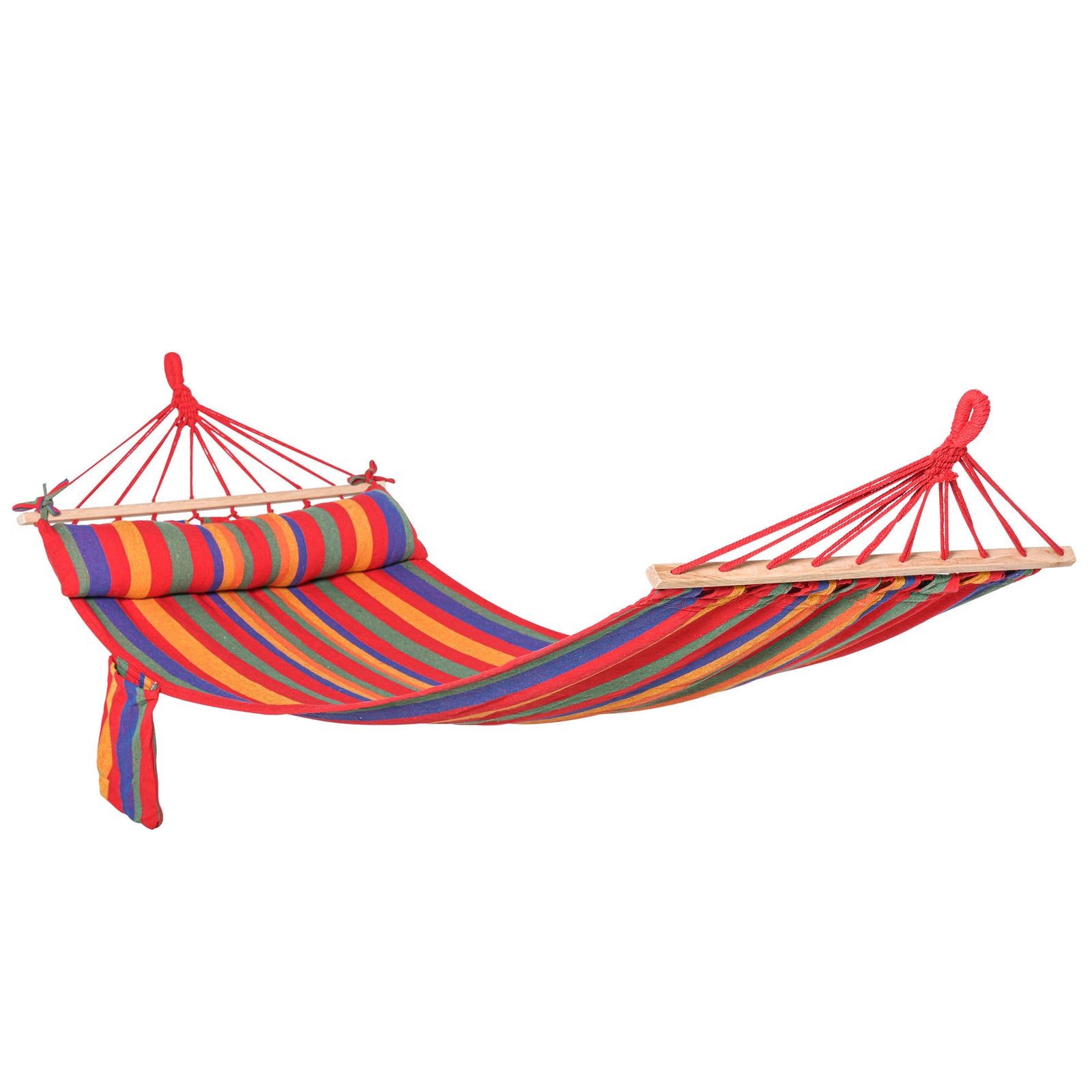 Cotton Hammock Soft Portable Swing Sleeping w/ Headrest & Side Pocket Deluxe Swing Chair for Beach, Yard, Bedroom, Patio, Porch, Indoor, Outdoor，270 x 80 cm
