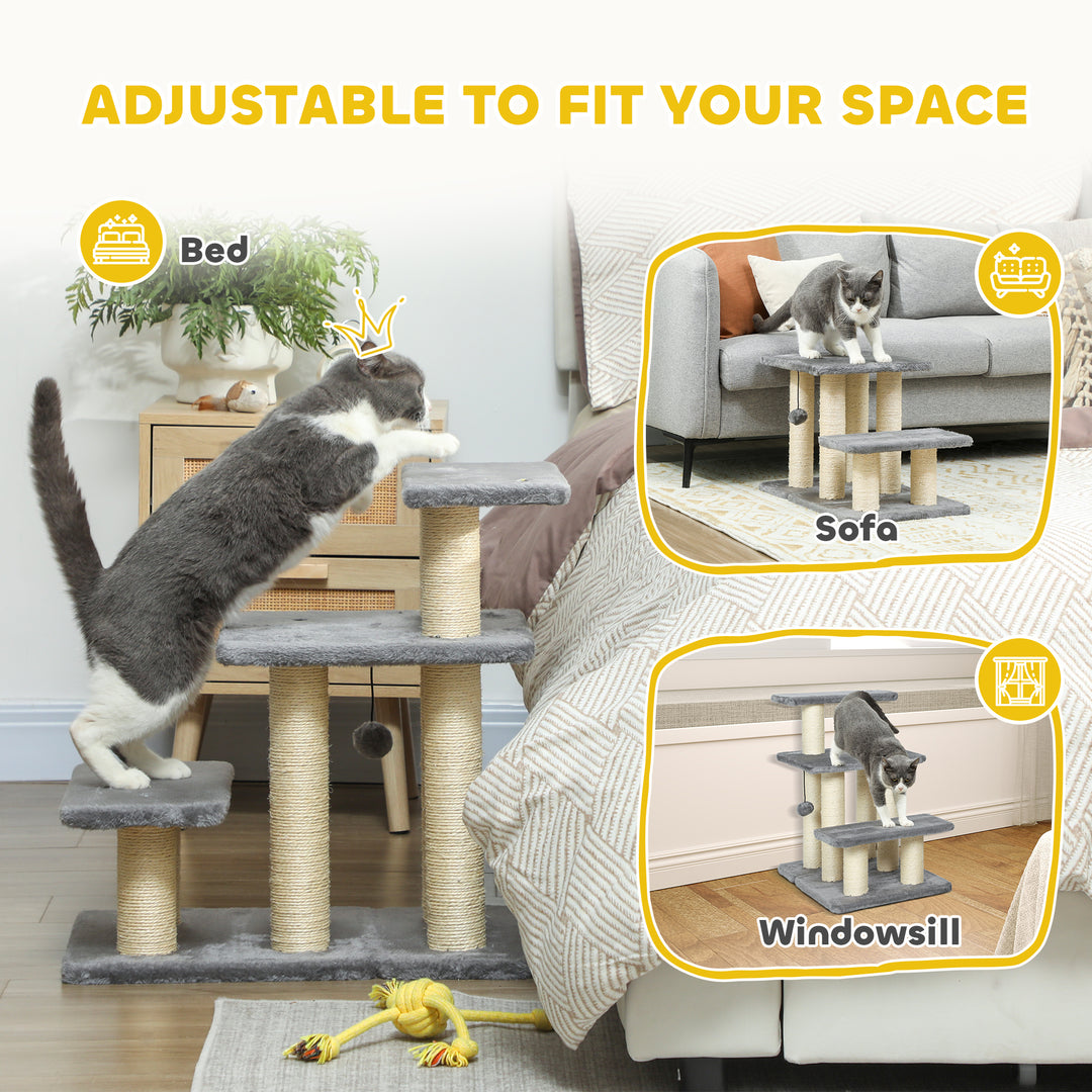 Dog Steps for Bed, 3 Step Adjustable Pet Stairs for Sofa with 6 Sisal 