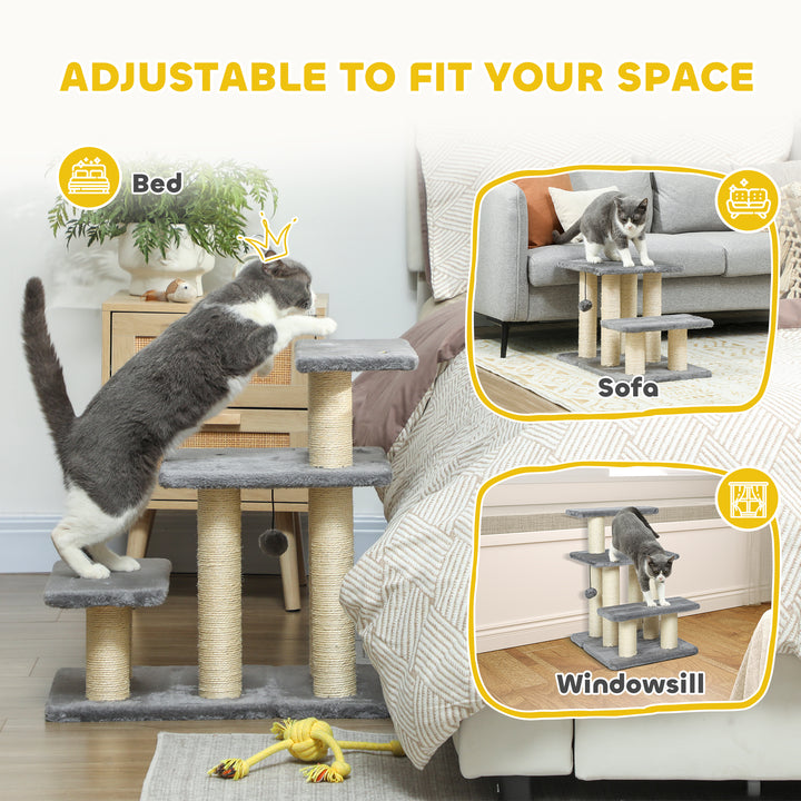 Dog Steps for Bed, 3 Step Adjustable Pet Stairs for Sofa with 6 Sisal 