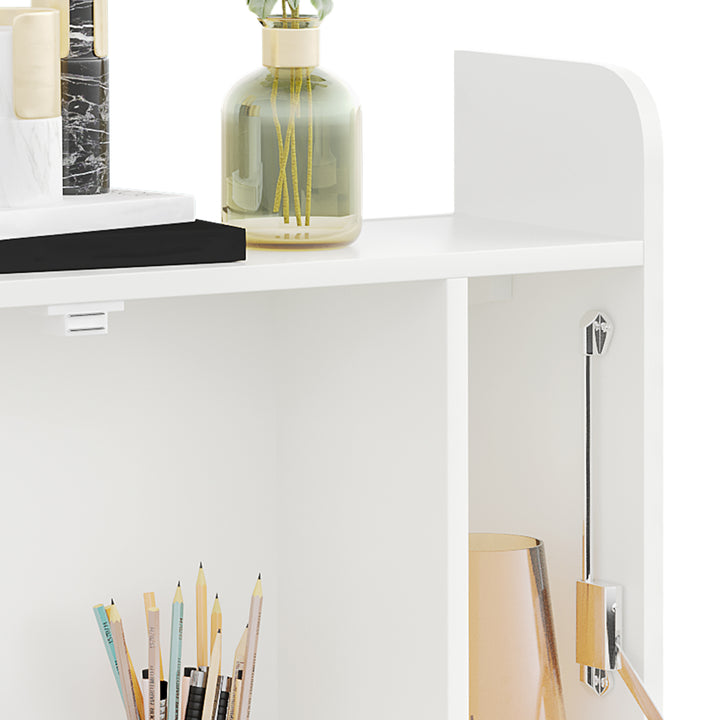 MCL Wall Mounted Table, Drop Leaf Floating Laptop Desk with Space Saving Storage Compartments for Home Office and Study, 77cm x 20cm x 51cm, White