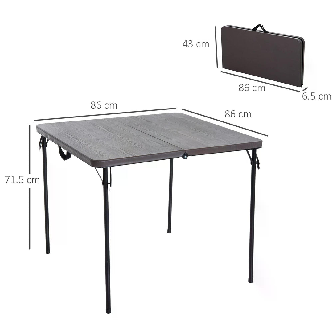 2.8FT Metal Portable Picnic Table Outdoor Furniture, 86Lx86Wx71.5H cm-Black/Brown