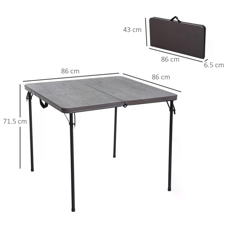 2.8FT Metal Portable Picnic Table Outdoor Furniture, 86Lx86Wx71.5H cm-Black/Brown