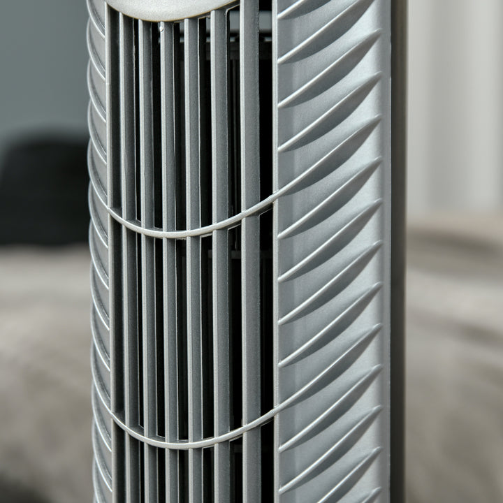 MCL 36'' Freestanding Tower Fan, 3 Speed 3 Mode, 7.5h Timer, 70 Degree Oscillation, LED Panel, 5M Remote Controller, Silver